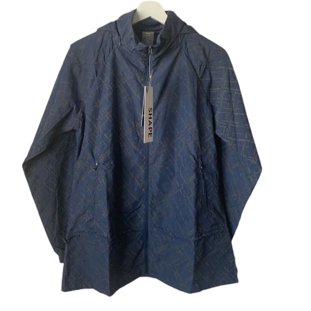 Shape Reflective Peplum Ghost Windbreaker Women’s Size Large Navy